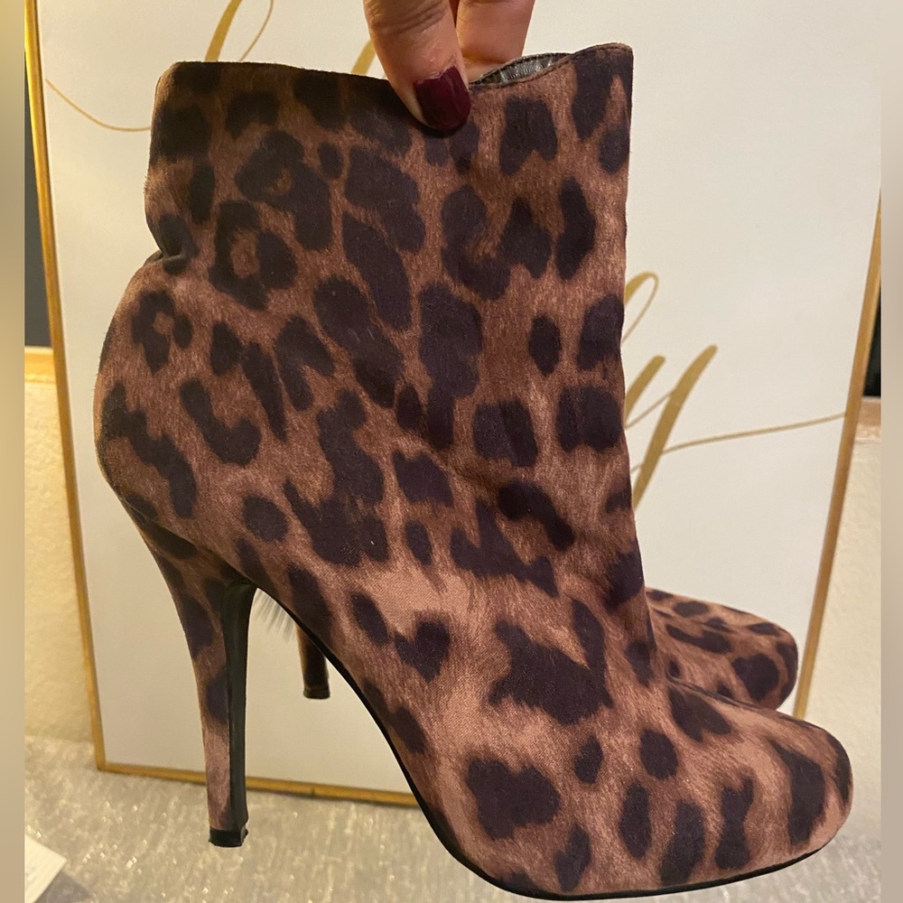 Forever 21 Brown Leopard Heeled Boots